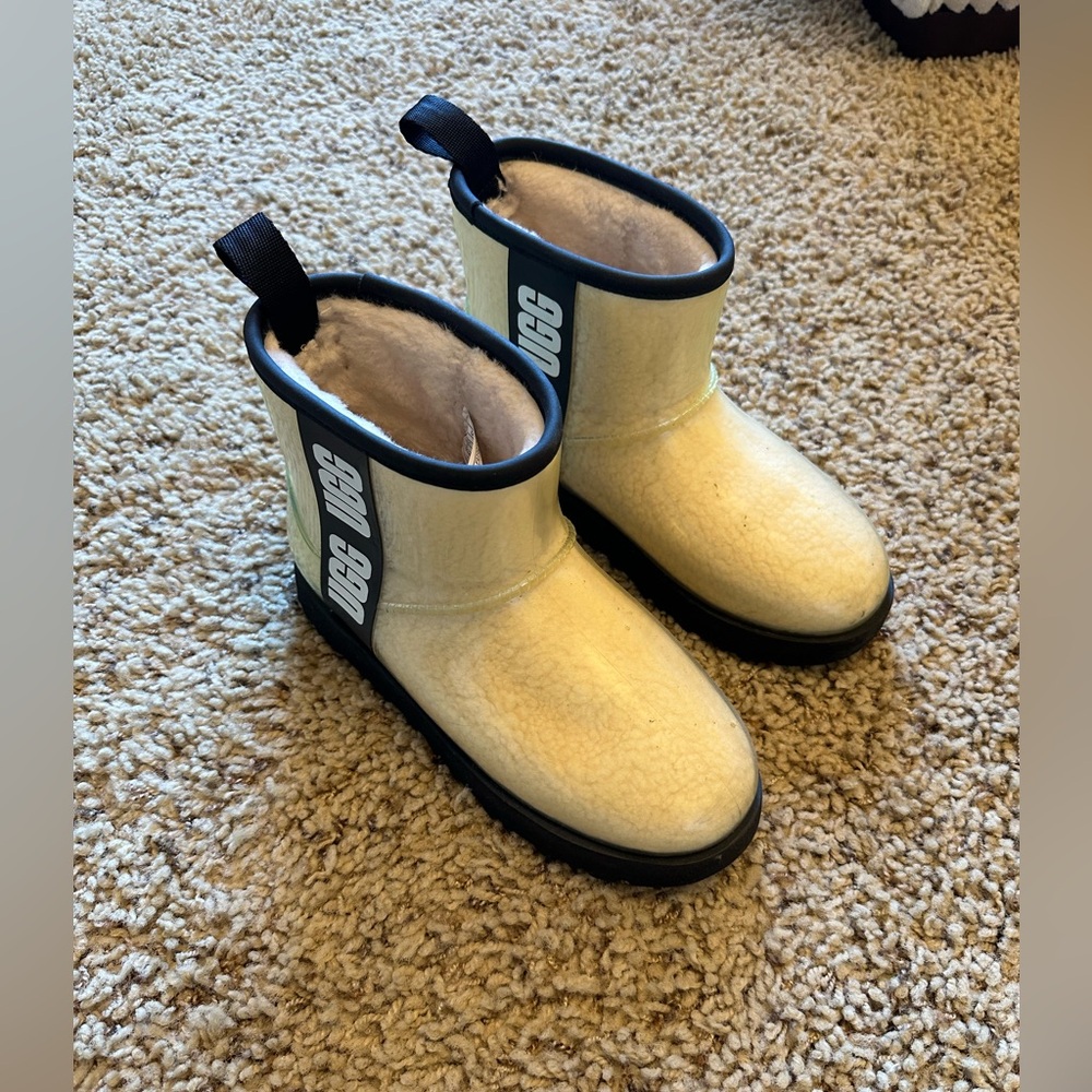 UGG Cream and Black Sheepskin Boots